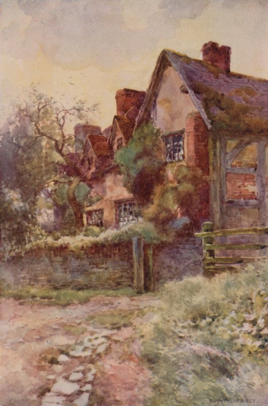 Mary Ardens hus, Stratford-on-Avon (lito i färg) av Ernest William Haslehust