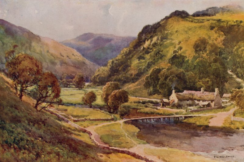 Monsal Dale (färg litho) av Ernest William Haslehust