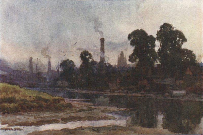 Newport från Medina (färg litho) av Ernest William Haslehust