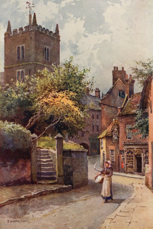 Ollerton (färg litho) av Ernest William Haslehust