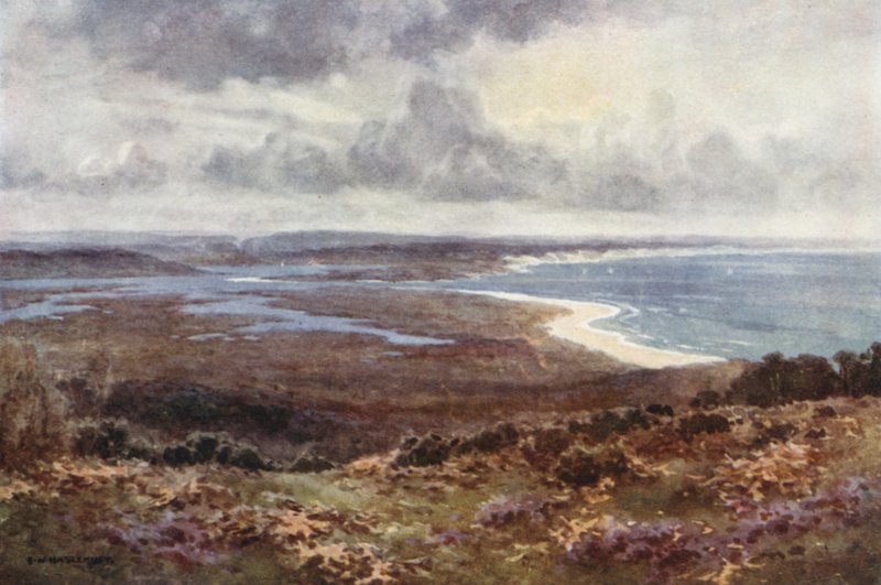 Poole Harbour från Studland (färg litho) av Ernest William Haslehust