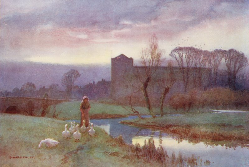 Floden Themsen: Dorchester (färglitografi) av Ernest William Haslehust