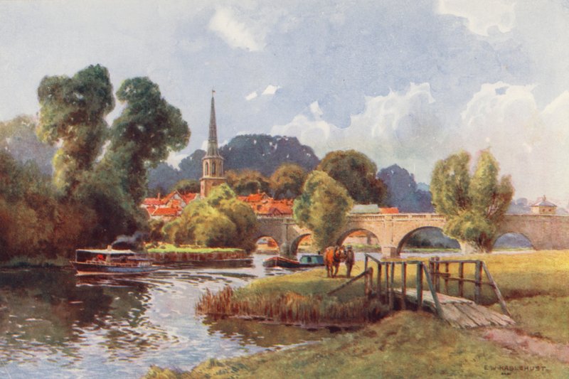 Floden Themsen: Wallingford (färglitografi) av Ernest William Haslehust