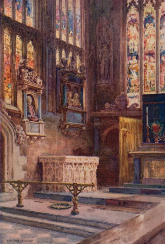 Shakespeares grav och minnesmärke (litho i färg) av Ernest William Haslehust