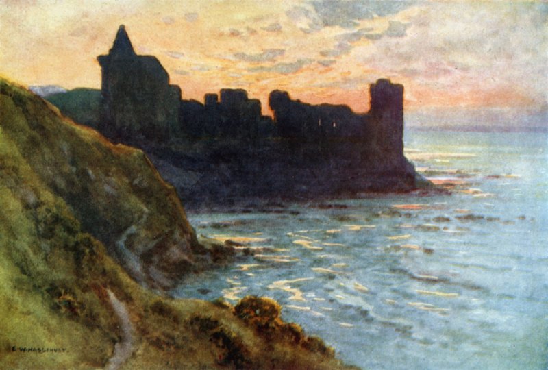 The Castle, St. Andrews (färg litho) av Ernest William Haslehust