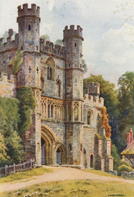 The Gateway, Battle Abbey (färg litho) av Ernest William Haslehust