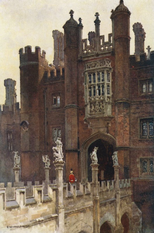 The Great Gatehouse, West Entrance (färg litho) av Ernest William Haslehust
