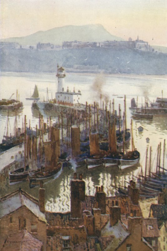 Hamnen från Gamla stan (färg litho) av Ernest William Haslehust