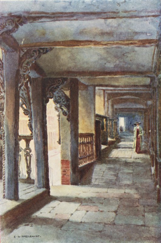 The Rows, Watergate Street (färg litho) av Ernest William Haslehust