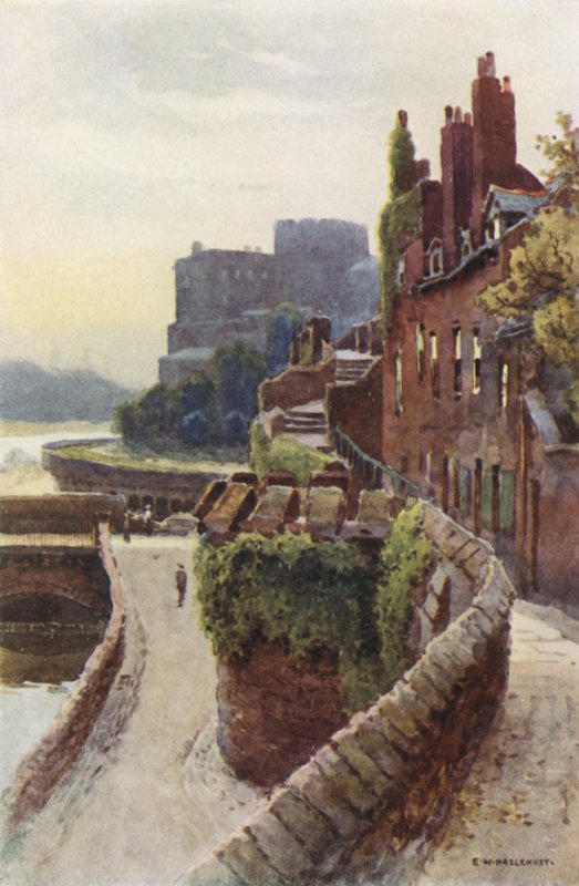 The Walls near Bridgegate (färg litho) av Ernest William Haslehust