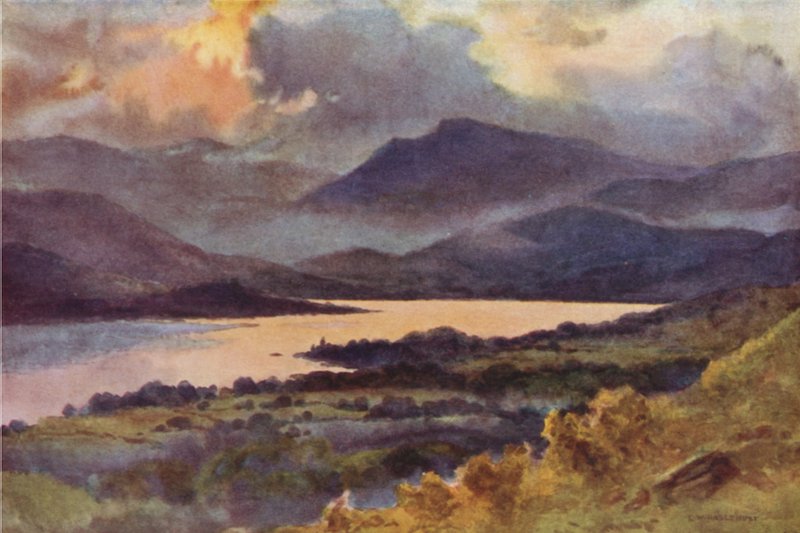 Windermere från Orrest Head (färg litho) av Ernest William Haslehust