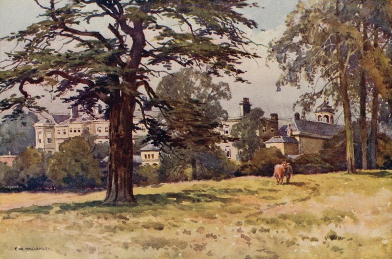 Worksop Manor (färg litho) av Ernest William Haslehust