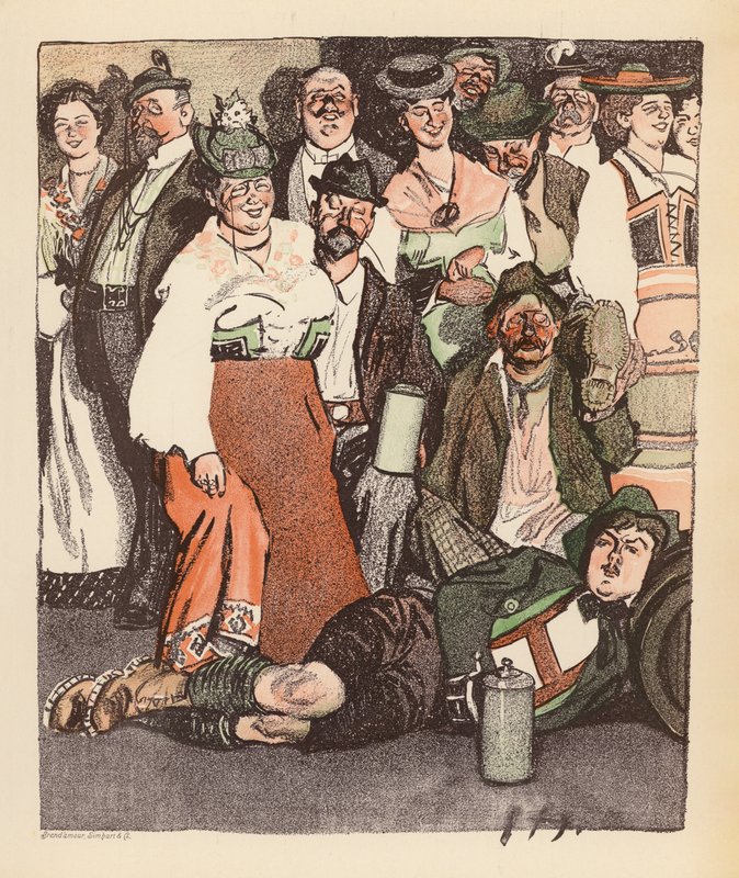 Illustration för Berliner Balle von Rideamus (färglitografi) av Ernst (after) Heilemann