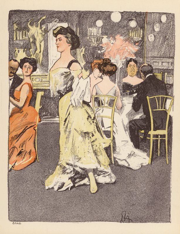 Illustration för Berliner Balle von Rideamus (färglitografi) av Ernst (after) Heilemann