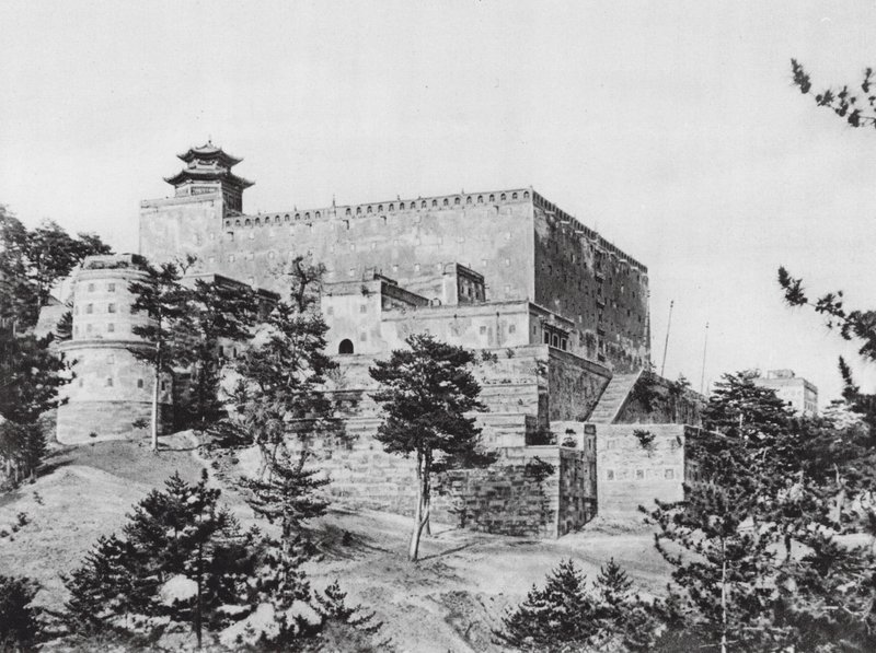 Jehol, Potala, Chihli, Huvudbyggnad i Potala, Vy från sydväst (svartvitt foto) av Ernst Boerschmann