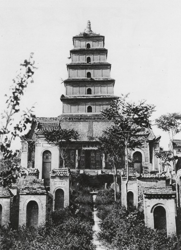 Sianfu, Ta yen ta, Shensi, Stora vildgåspagoden (svartvitt foto) av Ernst Boerschmann