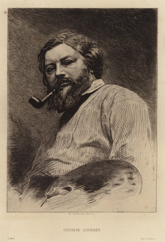 Gustave Courbet, fransk målare av realiströrelsen. Etsning av Etienne Gabriel Bocourt av Etienne Gabriel Bocourt