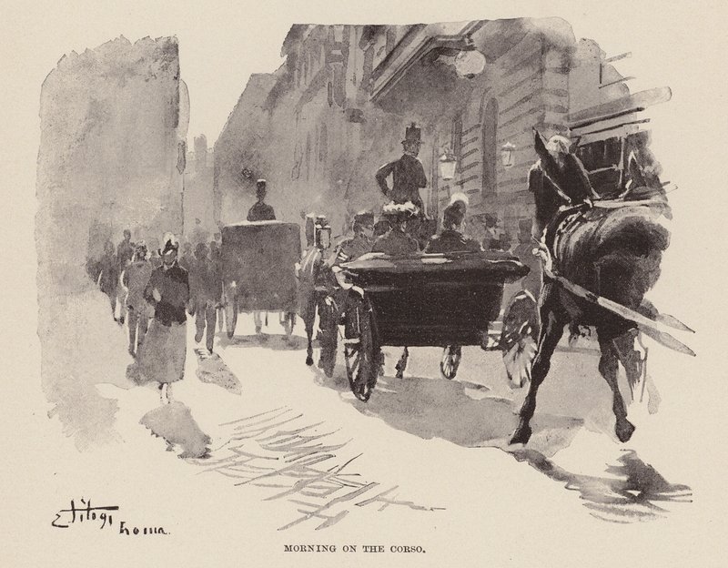 Morgon på Corso (gravyr) av Ettore Tito