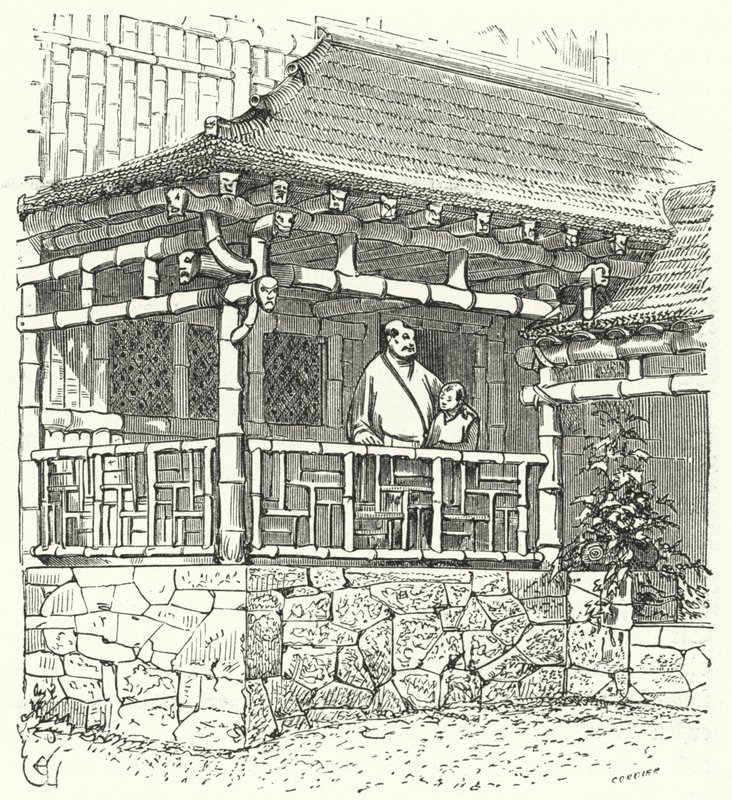Forntida kinesiskt hus byggt av bambu av Eugene Emmanuel after Viollet le Duc