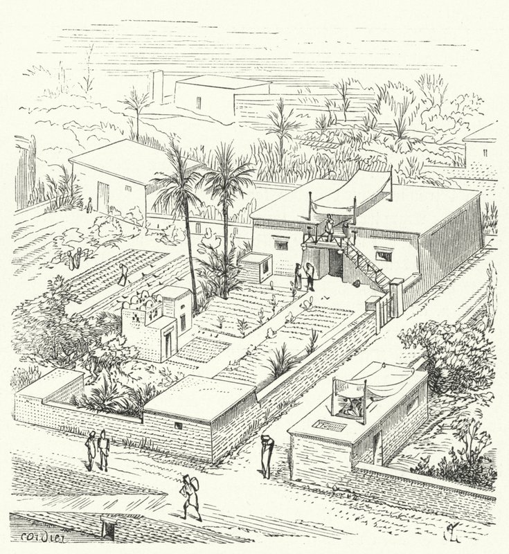 Lantligt hus i det antika Egypten av Eugene Emmanuel after Viollet le Duc
