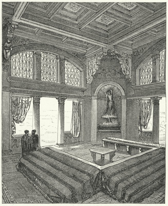 Triclinium, formell matsal i en romersk byggnad av Eugene Emmanuel after Viollet le Duc