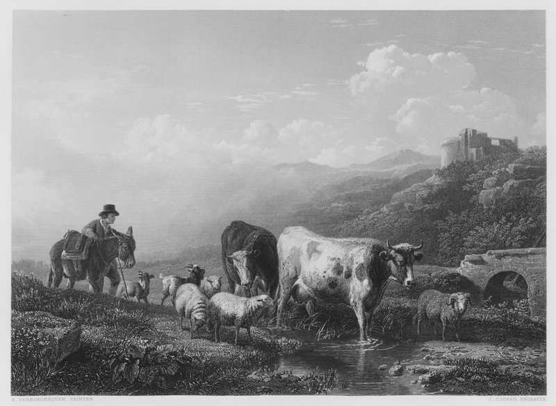 Passing the Brook (gravyr) av Eugene Joseph Verboeckhoven