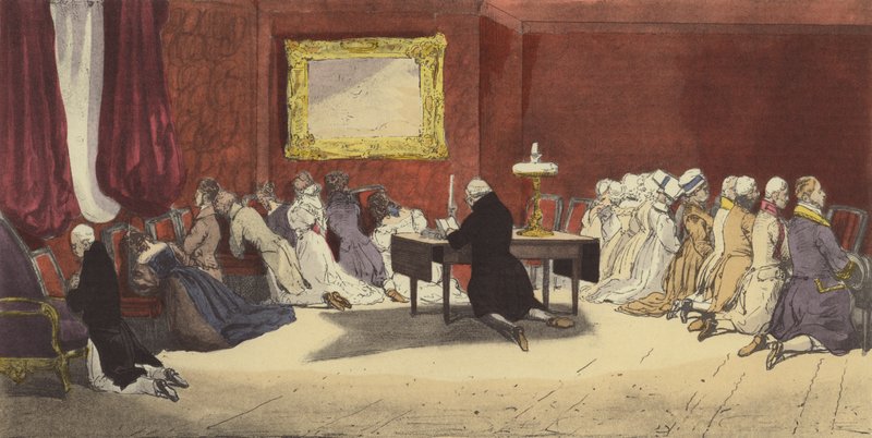 kvällsbön av Eugene Louis after Lami