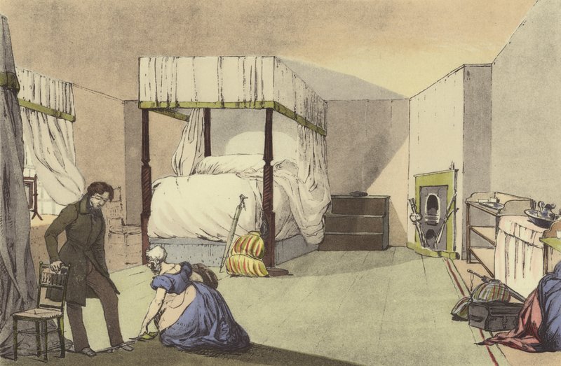 Ett vandrarhemsrum av Eugene Louis after Lami