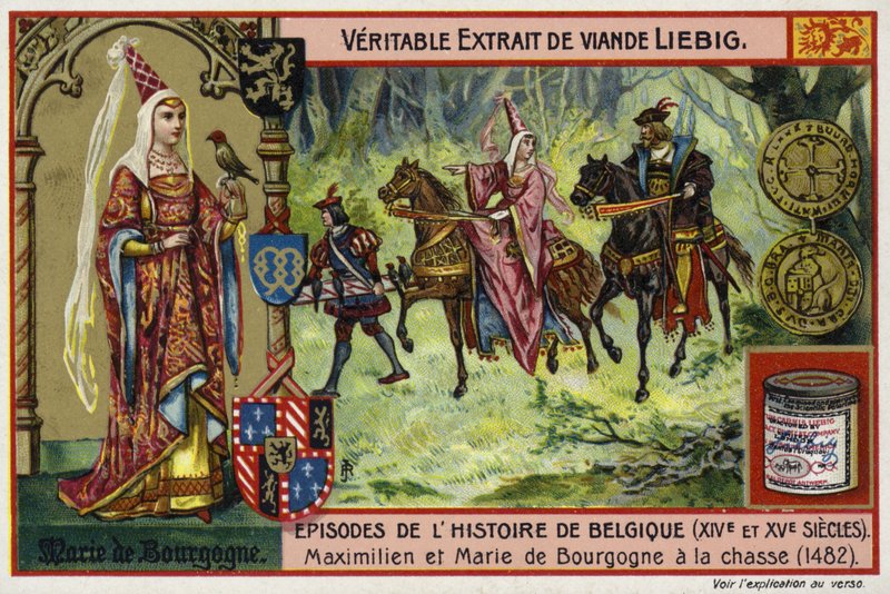 Maria av Bourgogne och hennes man, ärkehertig Maximilian av Österrike, jakt, 1482 av European School