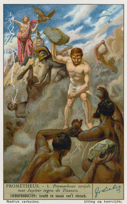 Prometheus och Zeus (Jupiter) kämpar mot titanerna av European School