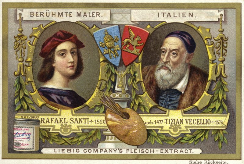 Raphael och Titian, italienska konstnärer av European School