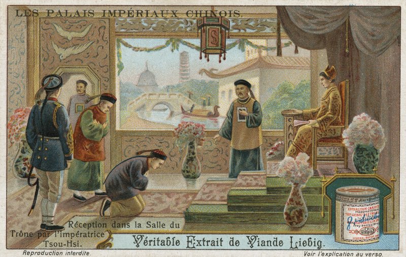 Mottagning i tronrummet inför änkekejsarinnan Cixi, Kina av European School