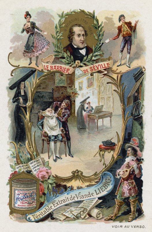 Barberaren i Sevilla, av Gioachino Rossini (chromolitho) av European School