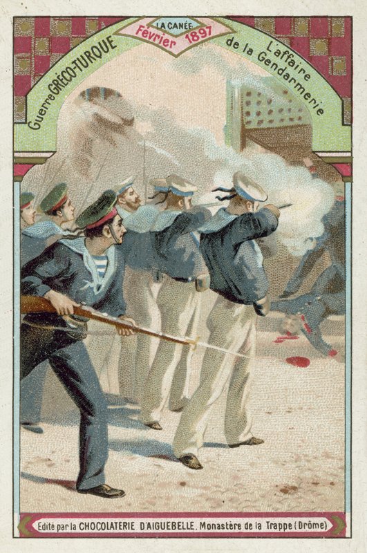 Gendarmeriets affär, Chania, Kreta, grekisk-turkiska kriget, februari 1897 av European School