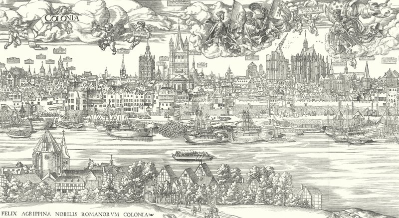 Utsikt över livet vid floden Rhen i Köln, 1531 av European School