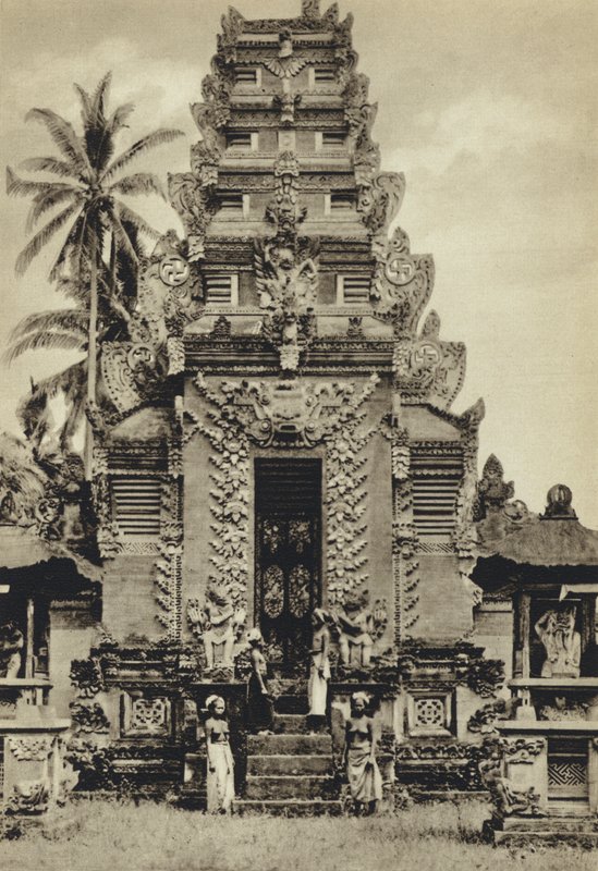 Nederländska Indien, Temple, Bali (s/v foto) av European Photographer