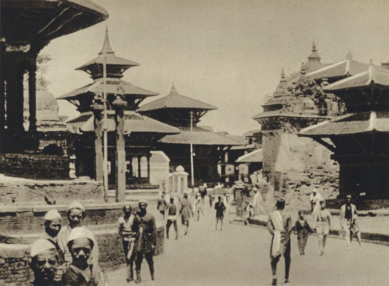 Indien, Temple Street, Katmandu (svartvitt foto) av European Photographer