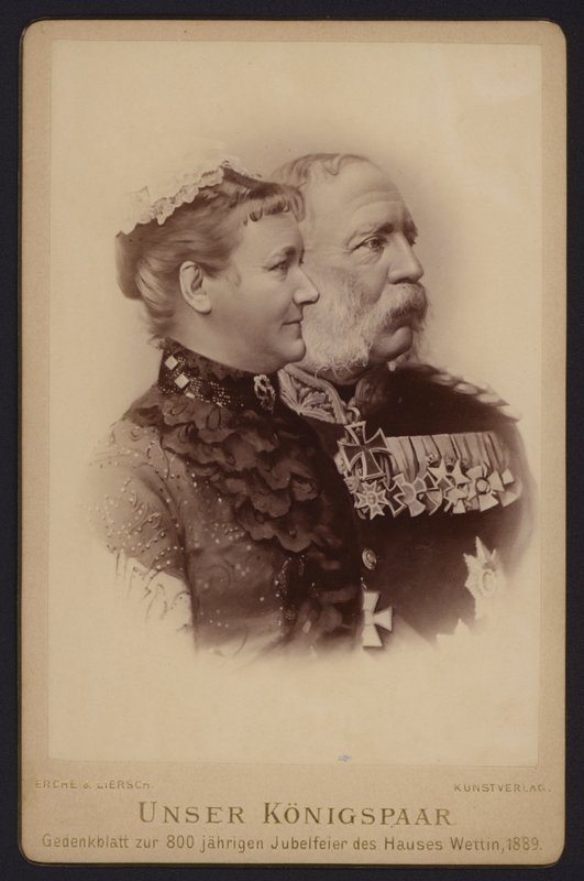 Porträtt, Albert, kung av Sachsen, och hans fru, tidigare prinsessan Carola av Sverige (s/v foto) av European Photographer
