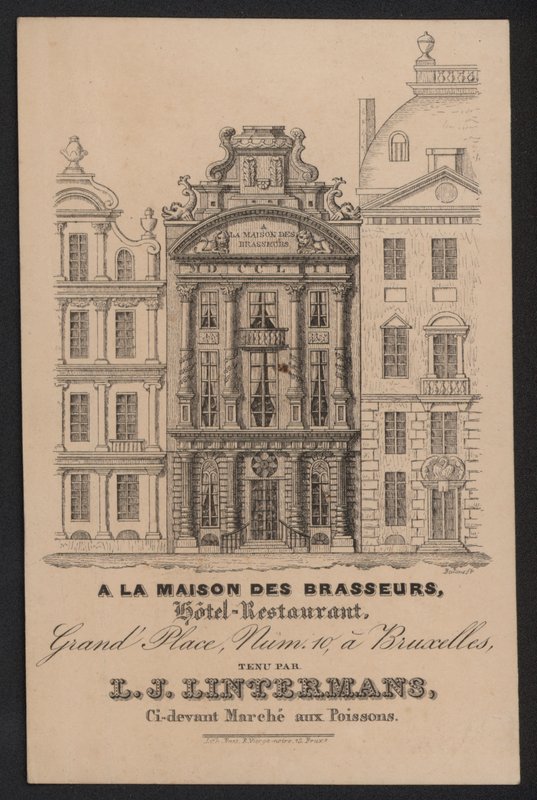 På La Maison Des Brasseurs, Hotellrestaurang, Bryssel, L J Lintermans (gravyr) av European School