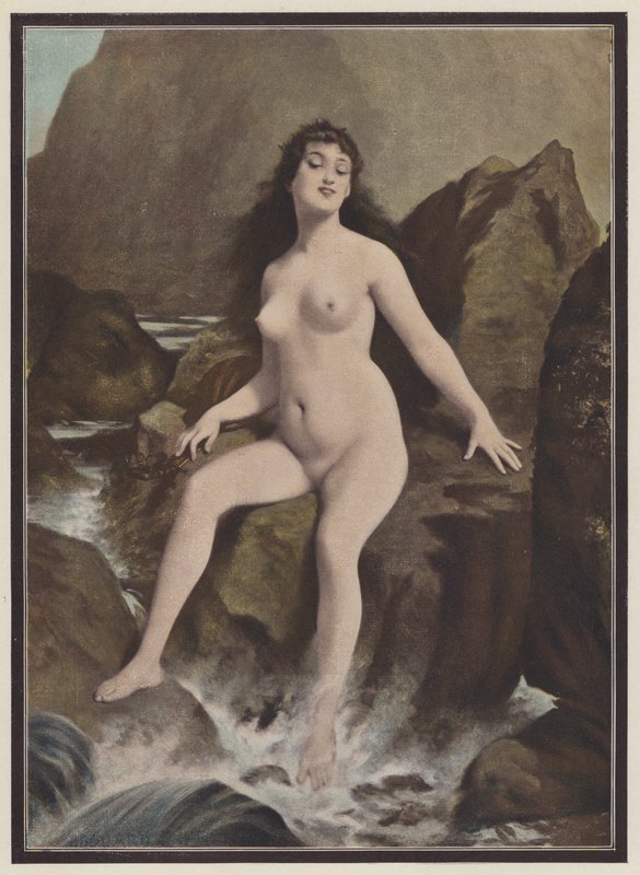 En siren, en varelse från grekisk mytologi (färg litho) av European School
