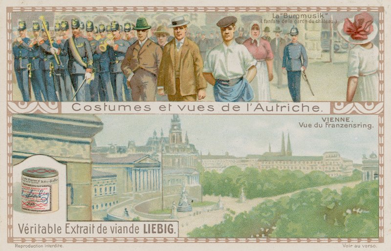 Ett militärband och utsikt över Franzensring i Wien av European School