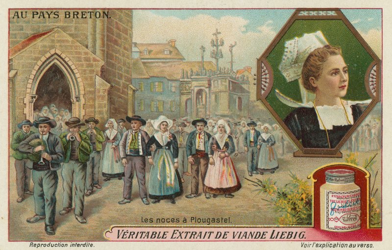 Ett bröllop i Plougastel (chromolitho) av European School