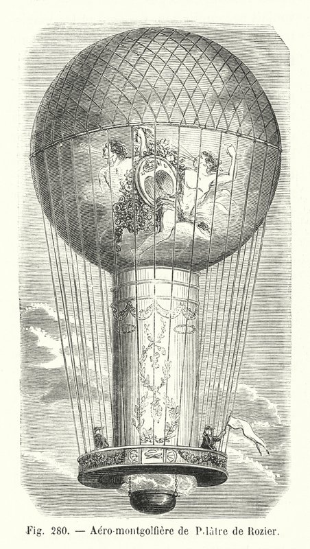Aero-montgolfiere de Pilatre de Rozier (gravyr) av European School