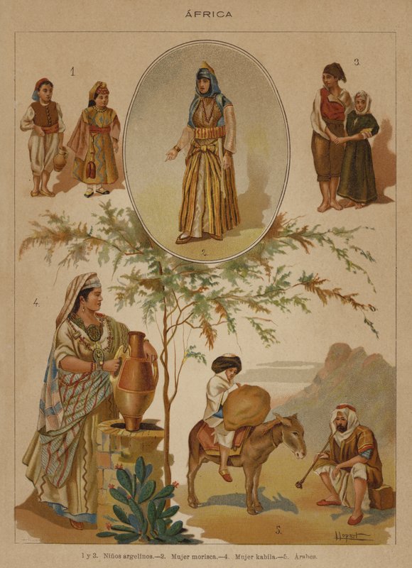 Afrika (färg litho) av European School