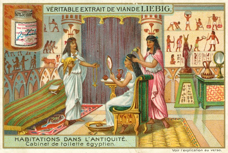 Forntida egyptiskt omklädningsrum (chromolitho) av European School