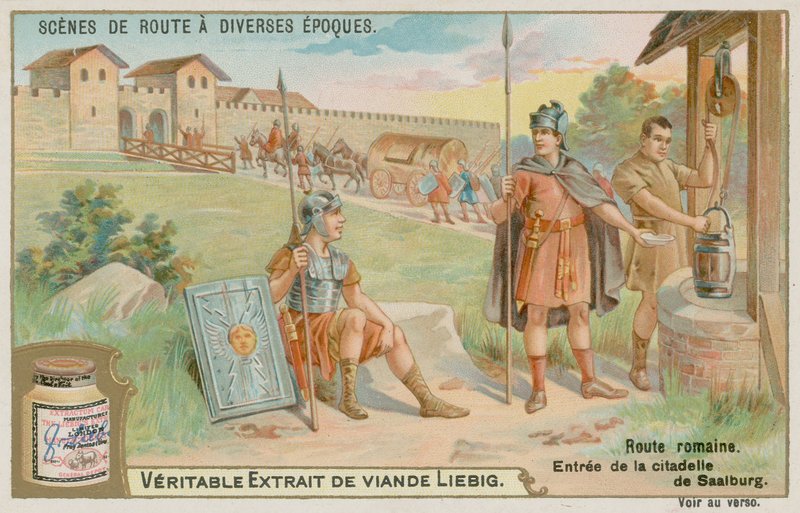 Forntida romersk väg in i Saalburg Fort av European School