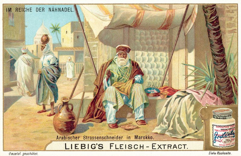 Arabisk gatuskräddare i Marocko (chromolitho) av European School