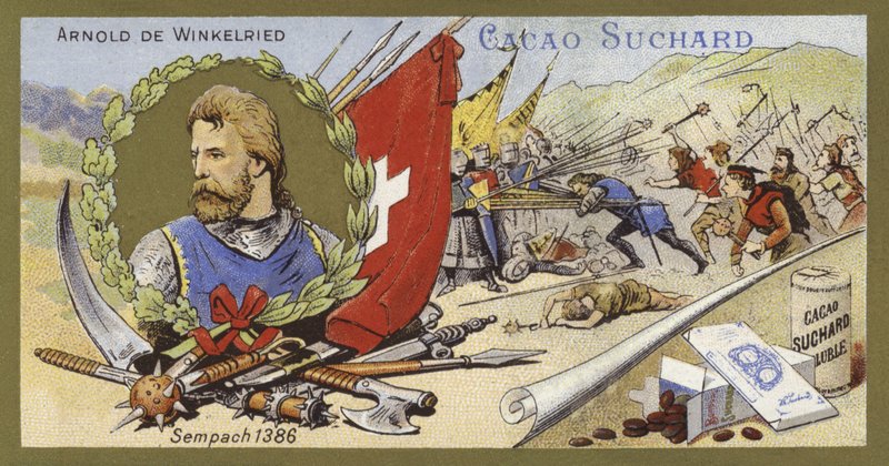 Arnold von Winkelried och slaget vid Sempach, Schweiz, 1386 av European School