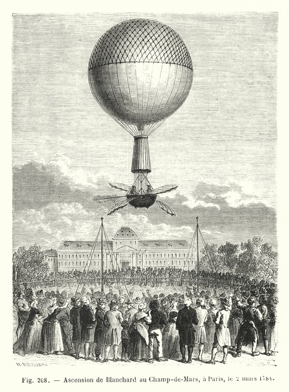 Bestigning av Blanchard till Champ-de-Mars, i Paris, 2 mars 1784 av European School