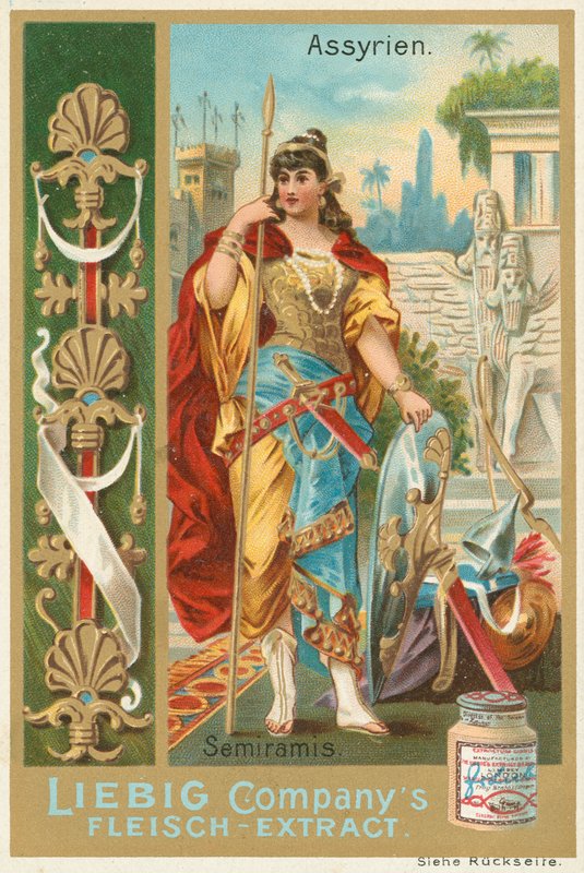 Assyrien, Semiramis, Liebigkort, tidigt 1900-tal (chromo) av European School